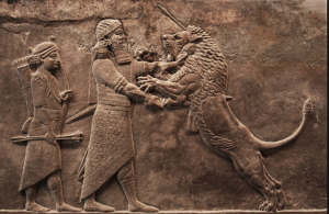 Palace Relief Depicting Ashburnanipal killing a lion Palace Relief Depicting Ashburnanipal killing a lion