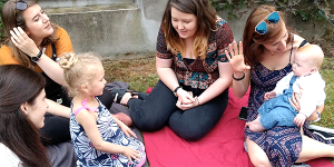 Faye with church friends
